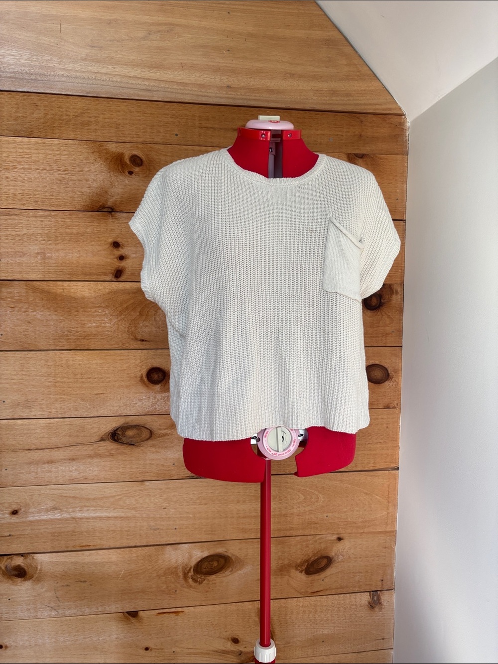 Sincerely Jules Cream Knit Short Sleeve Sweater Top